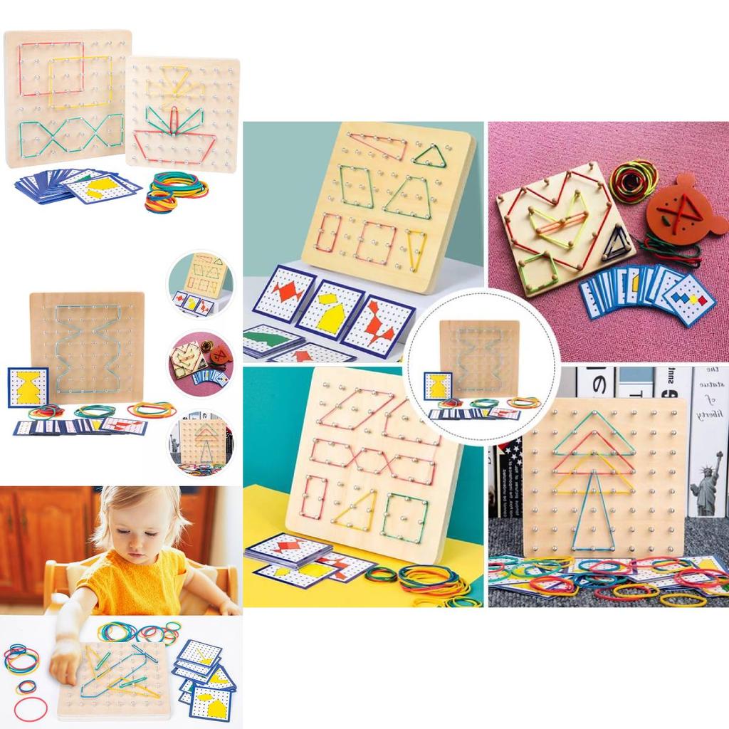 Creative Montessori Educational Wooden Peg Board For Cognitive Geometry And Color Recognition