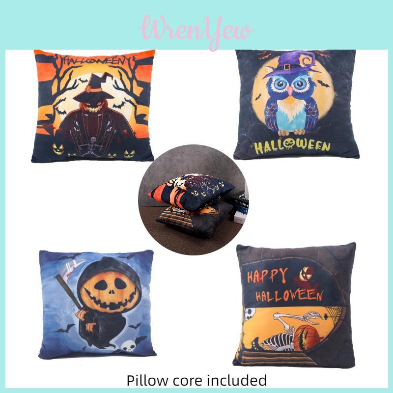 Double-sided Printed Plush Pillow Toy For Halloween Decoration Cartoon Character Style 40cm*40cm Lightweight