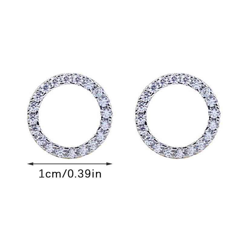 1Pair  Versatile Delicate Circle Stud Earrings With  Cubic Zirconia Minimalist Earrings For Women Gift Jewelry