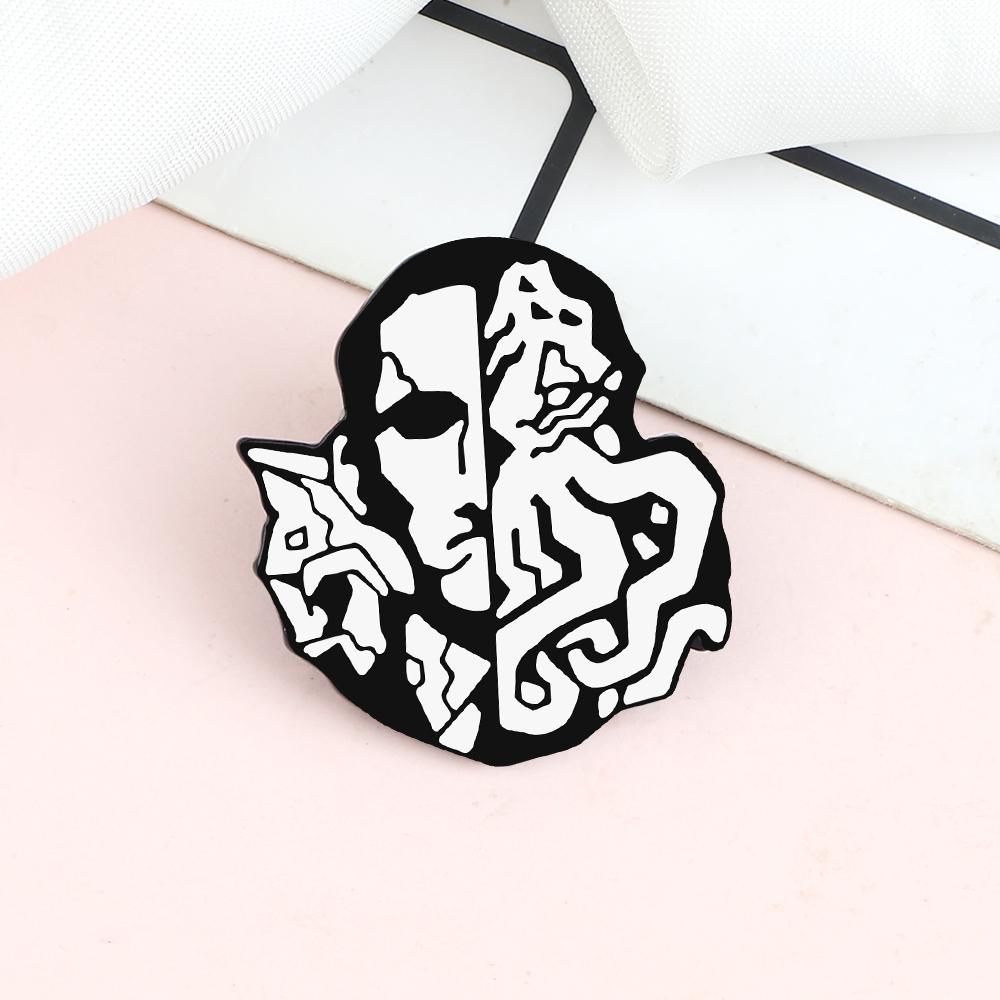 Skull Series Punk Gothic Badge Skeleton Flower Potted Brooch Denim Lapel Bag Enamel Pins Gift for Friend Party Halloween Jewelry