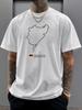 Herren Weißes Rennstrecken-Schriftzug T-Shirt - Kurzärmeliges Sommer-Freizeit-Oberteil mit Strecke