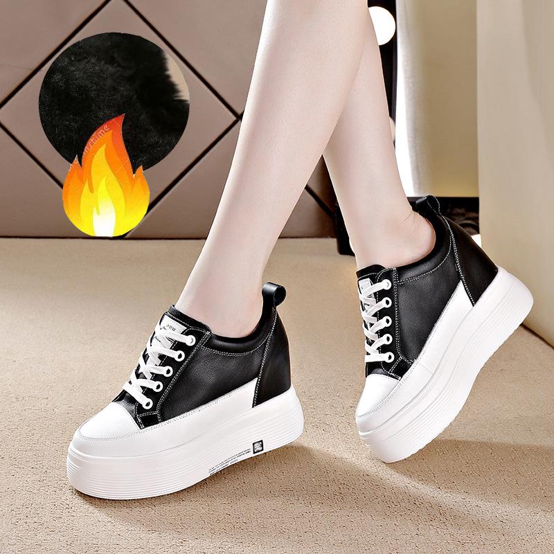 

Весна/Лето 2024 Женские низкие белые кроссовки на танкетке 10 см 39