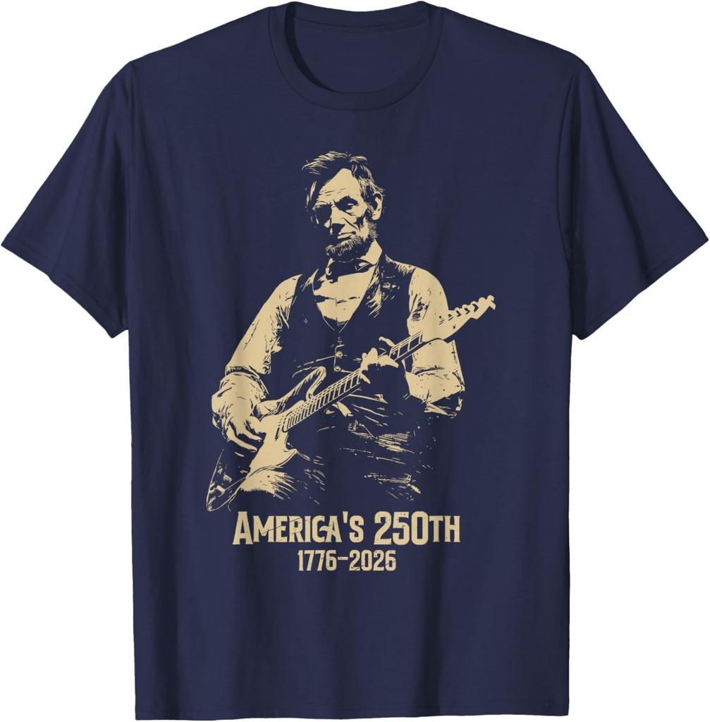 Abraham Lincoln Playing Guitar 4th July 250th Anniversary Unisex T-Shirt