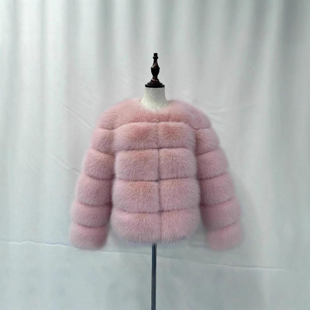 European and American fur jackets imitation fox hair splicing winter clothing thickened warm long-sleeved short fur jackets are in stock