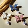 Butterfly Shaped Brooch With Delicate Pearls Accent Modern Waterdrop Aesthetic Alloy Materials Trendy Accessory