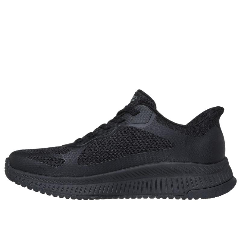 Skechers Bobs Squad 4 Mesh Synthetic Leather Staple Look Comfortable Fashionable Simple Low Top Training Shoes Women Sneaker Black 117624-BBK