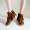 Bohemian Style Women Shoes Autumn Winter Fashion Women's Tassel Boots Comfortable Flat Sole Ladies Ankle Boot Mujer