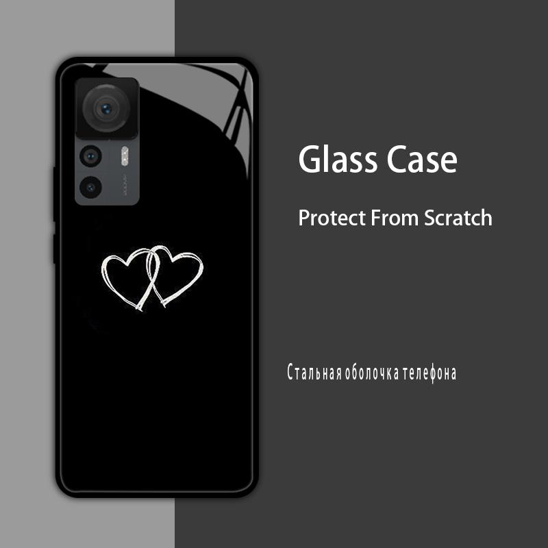 Cover in Vetro Temperato per Xiaomi 12T 12S 12X Custodia Rigida Posteriore per Telefono per Xiaomi 11T 10T 12T Pro 11 12 Lite Gusci Protettivi