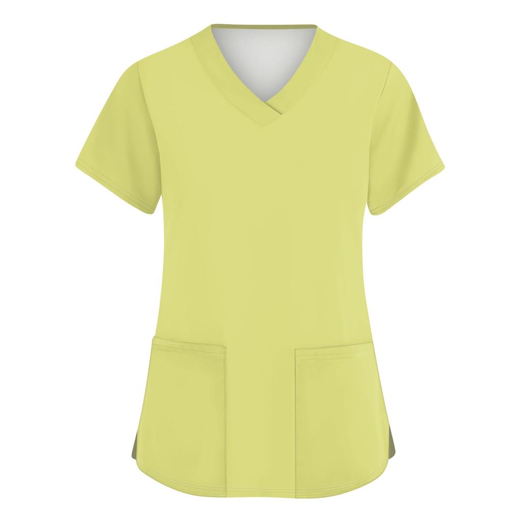 Women's Fashion V-neck Short Sleeve Workwear With Pockets Printed Tops