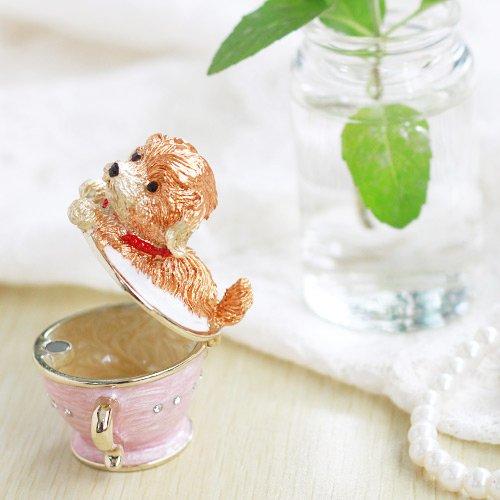 Piearth, the leading brand of crystal jewelry boxes, "Teacup Puppy" ex508-1 ex508 [Piearth Direct Shop]