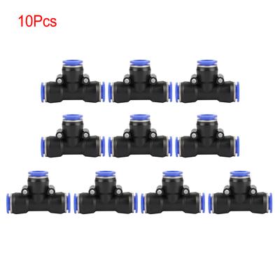 10 Pièces OD 12mm Tuyau d'Air Pneumatique Connecteur Union en T 3 Voies Raccords Rapides à Pousser pour Air