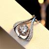 Korean & Japanese Style Heart-Shaped Water Drop Pendant Necklace for Women – Silver-Plated Clavicle Chain Jewelry