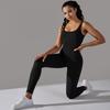 Seamless Knitted Thread Solid Color Tight Flat Collar Jumpsuit For Sports Running, Fitness Yoga, And Fitness