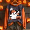 Ladies' Casual And Fashionable Halloween Printed Long Sleeved Hooded Warm Shirt Loose And Comfortable Hoodie