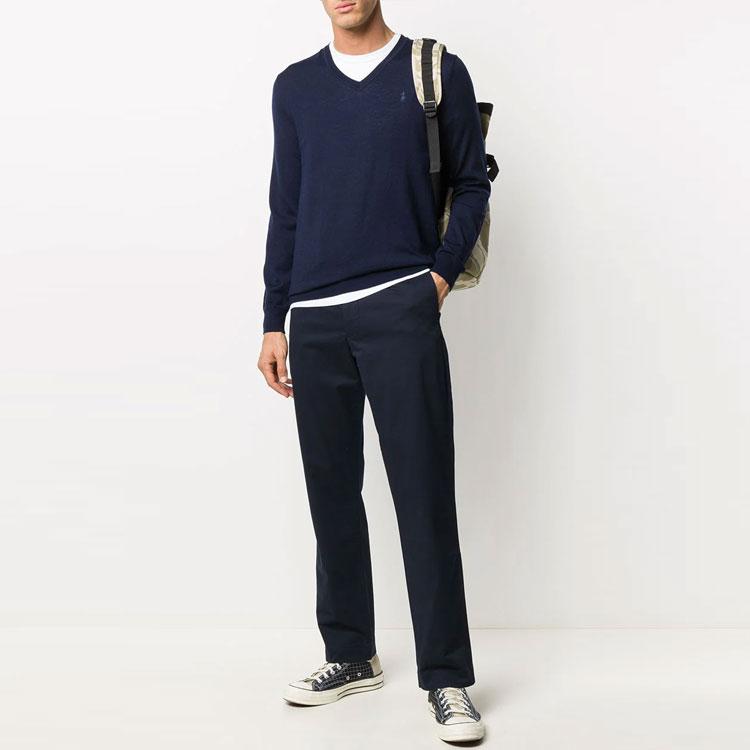 Polo Ralph Lauren Solid Logo Embroidered Pullover Wool Sweater Men sweater Blue 710714347-004