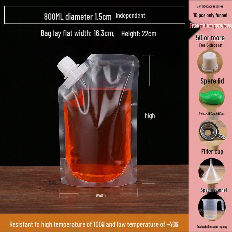 Disposable Transparent Spout Bag for Soy Milk, Chinese Medicine, Soup, or Beverages - Self-Standing and Convenient for Takeaway