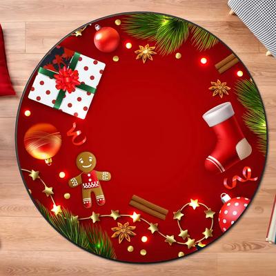 Christmas Round Carpet Washable Bedroom Rug Chair Swivel Floor Mat Bedroom Living Room Funny Children's Room Floor Mats