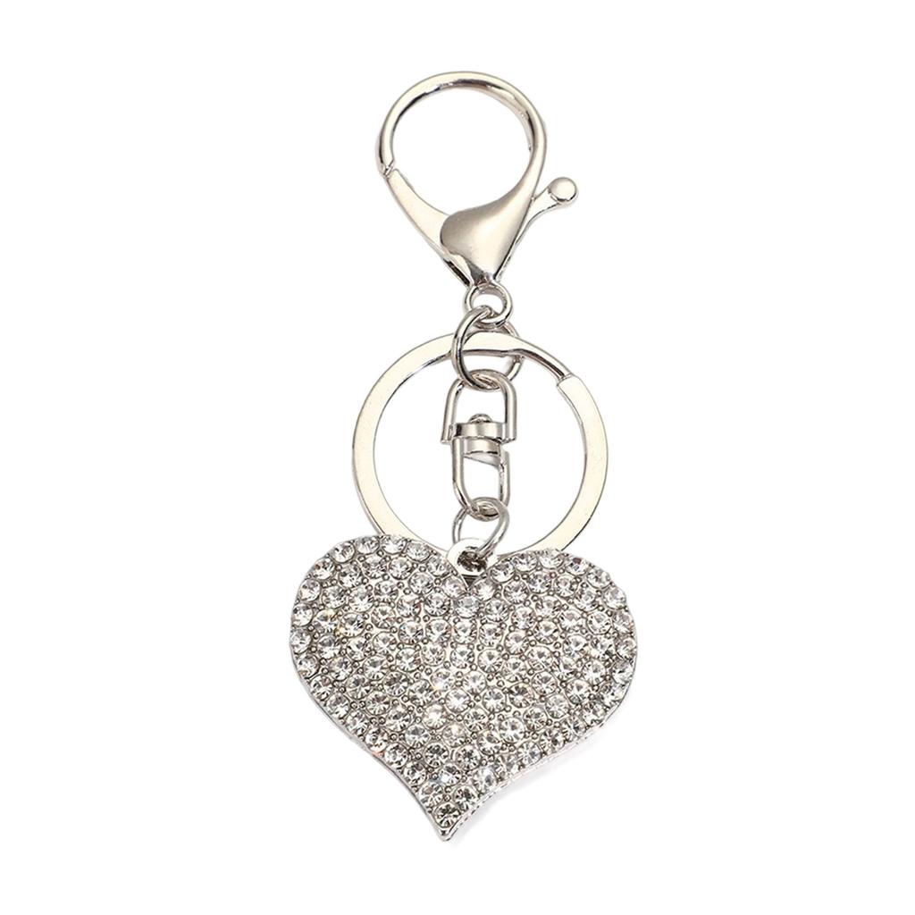 Sparkling Heart Keychain With Full Rhinestone Elegant Design Alloy Keyring Pendant For Gifts And Daily Use