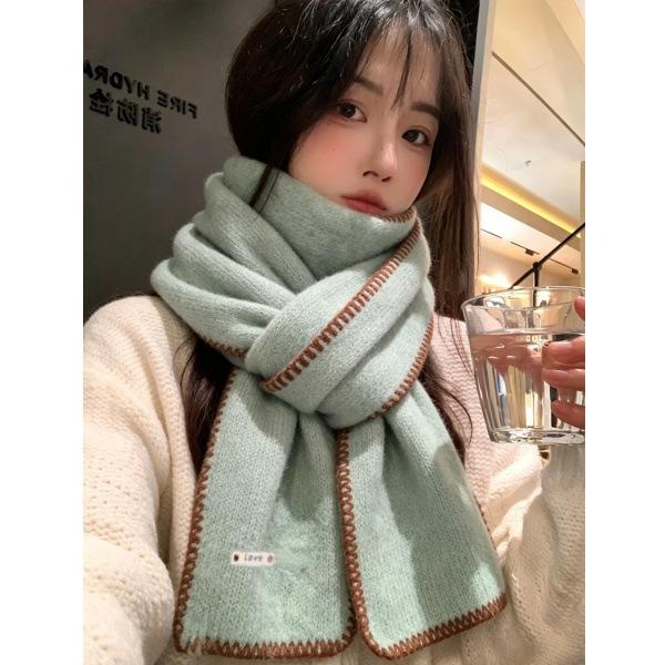 Knitted Hemming Scarf Women's Winter New Korean Atmosphere Scarf Fashionable Versatile Warm Scarf Neck Protection