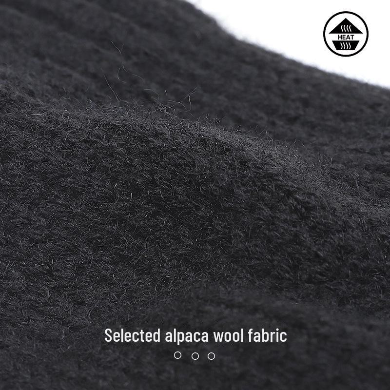 Alpaca Wool Unisex Half-Finger Gloves: Autumn & Winter Thickened Warm Knit, Cold-Proof.