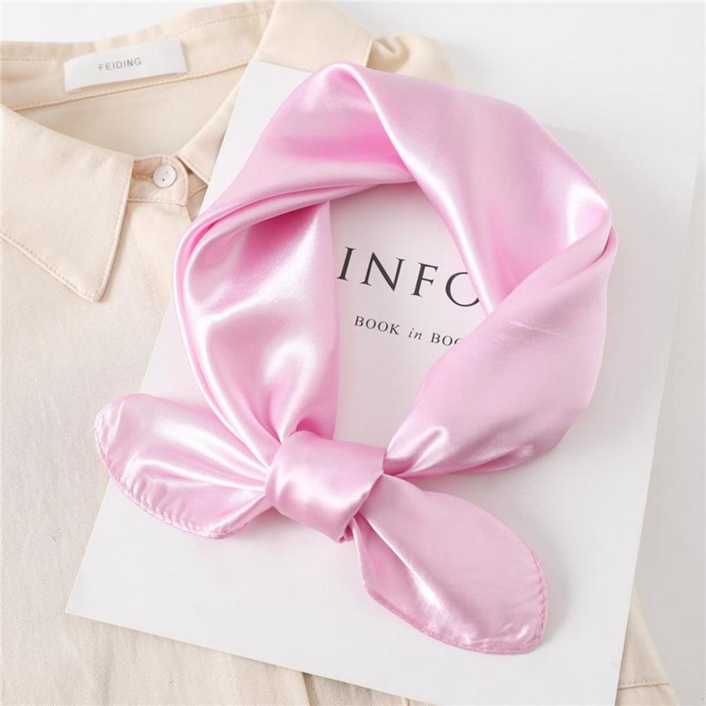 60cm Einfarbiger Halstuch Hijab Schal für Frauen Weiches Satin Stirnband Haarschals Damen Quadratische Schals Kopftücher für Damen