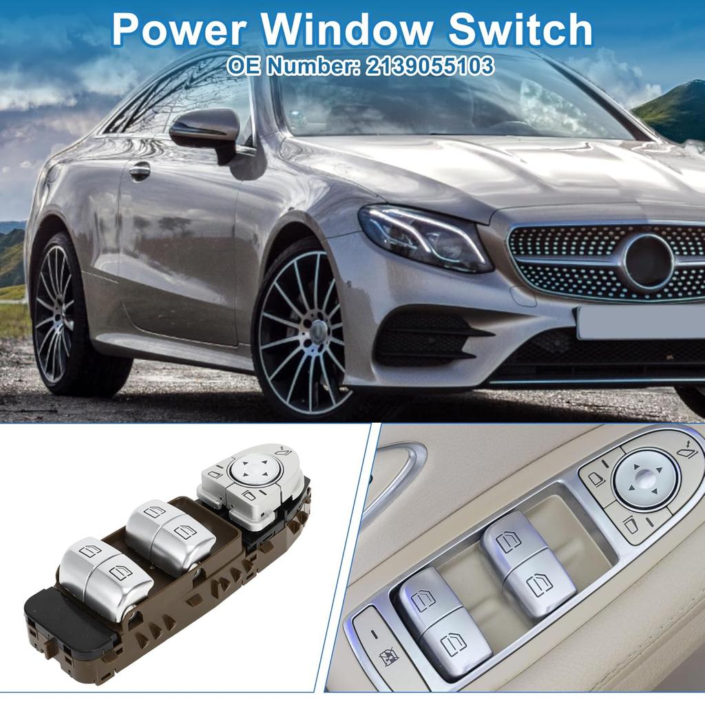 Power Window Switch for Mercedes-Benz E-Class W213 W238 No.2139055103 Window Control Switch ABS Black Front Driver Side
