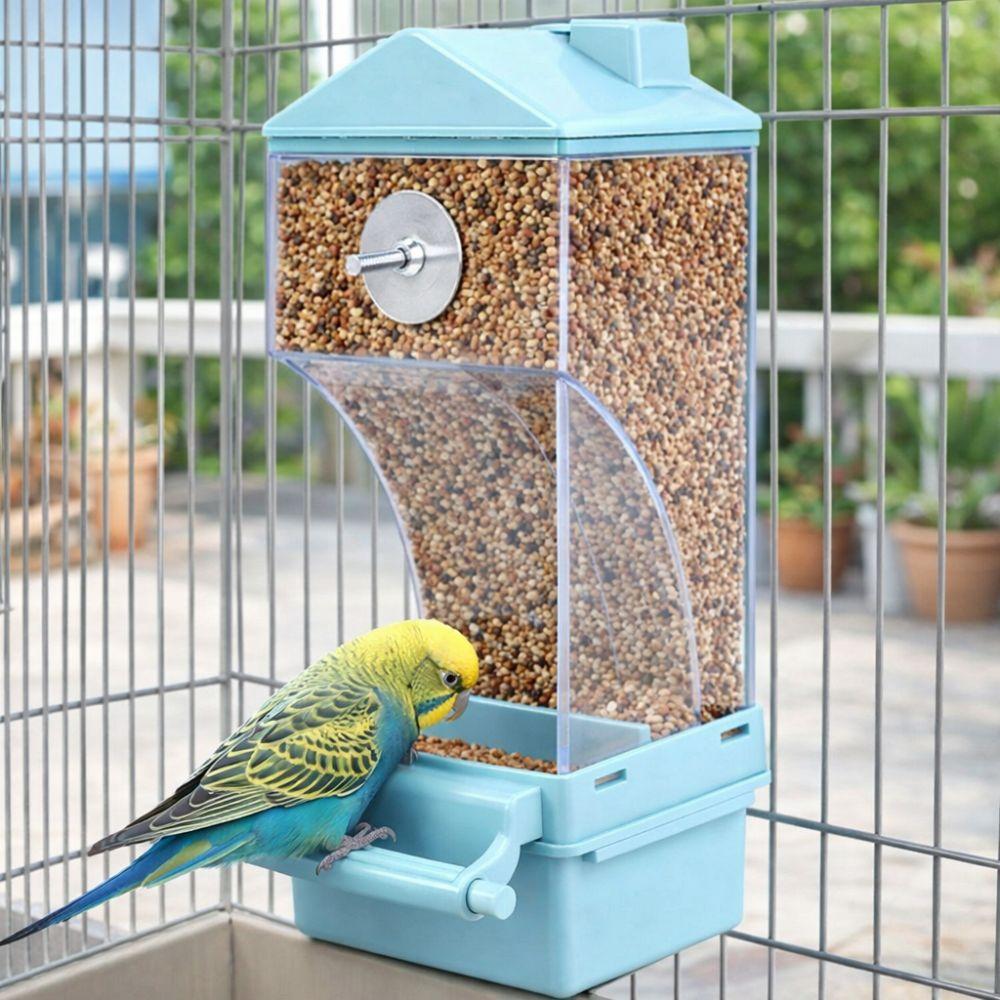 Transparent Automatic Bird Feeder Large Capacity Parrot Cage Feeder Bird Feeder Dispenser Pet Cage