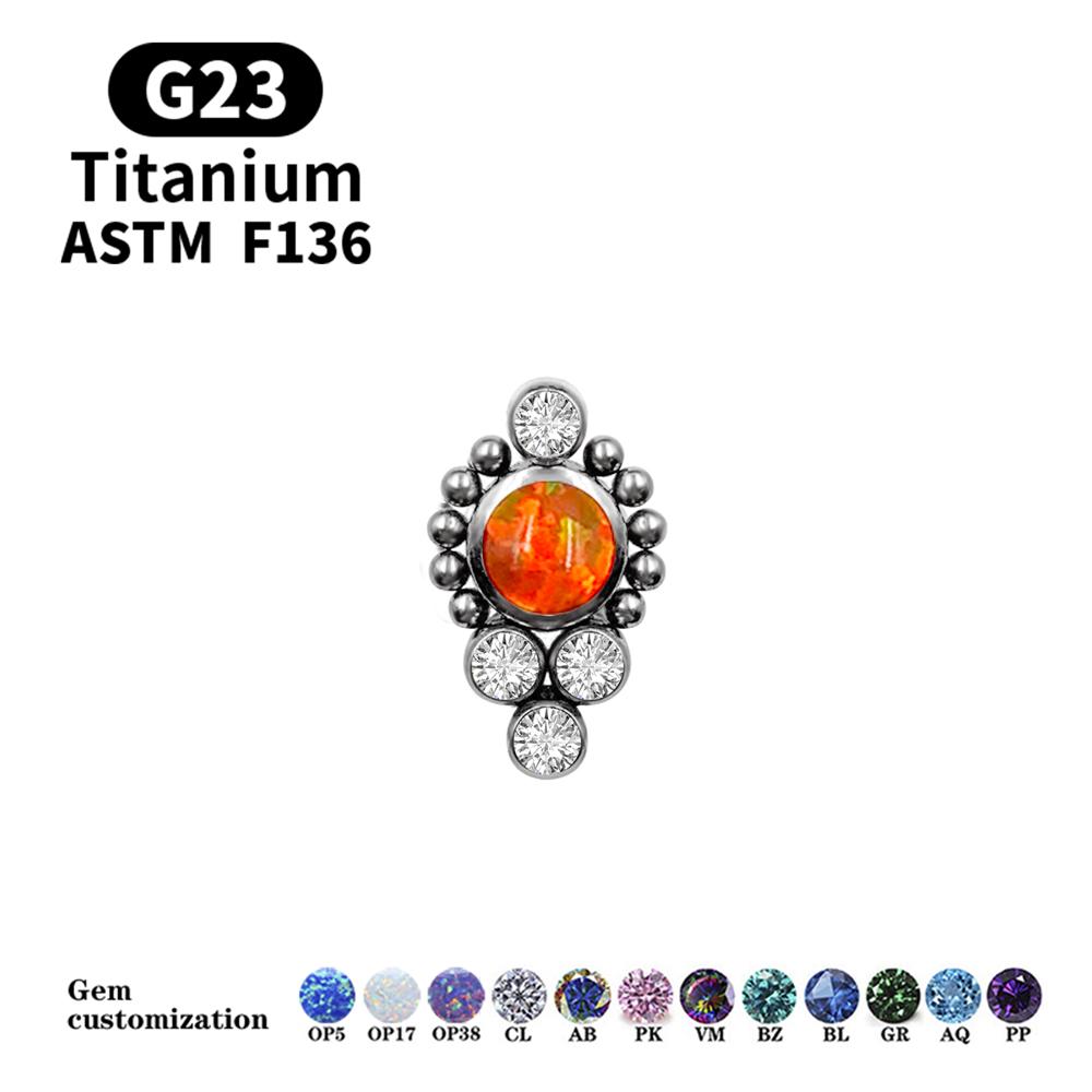 G23 Titanium Stud Earrings16G Piercing Set Ear Tragus Cartilage Zircon Opal Body Jewelry Helix Daith Lip Lobe Pin