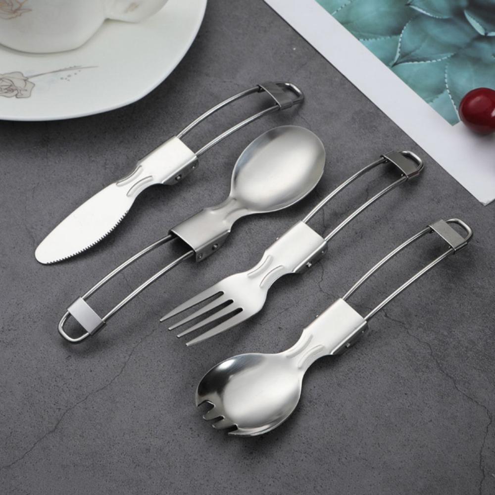 Picnic Travel Tableware Utensils Camping Stainless Steel Cutlery Fork Spoon Spork