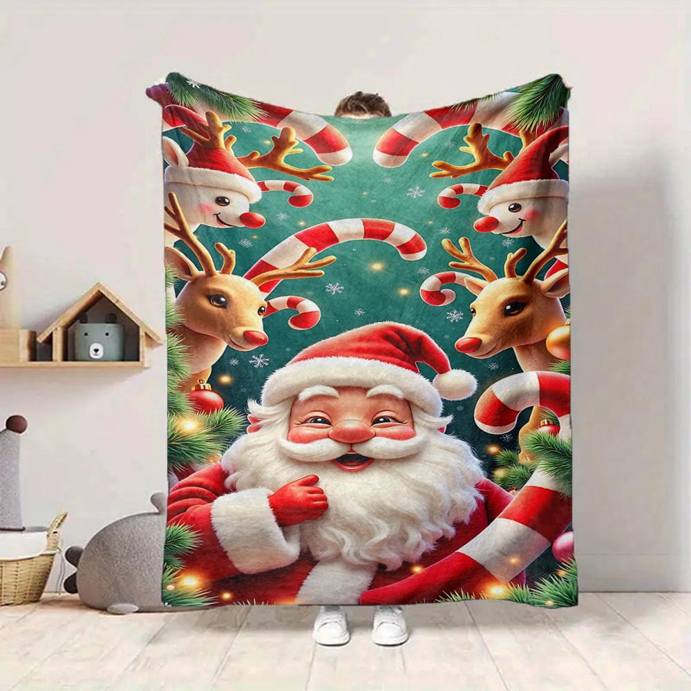 1pc Christmas Decorations Blanket Lightweight Flannel Blanket Throw Blanket For Sofa, Bed, Travel, Camping, Livingroom, Couch, Chair, And Bed Yy250902