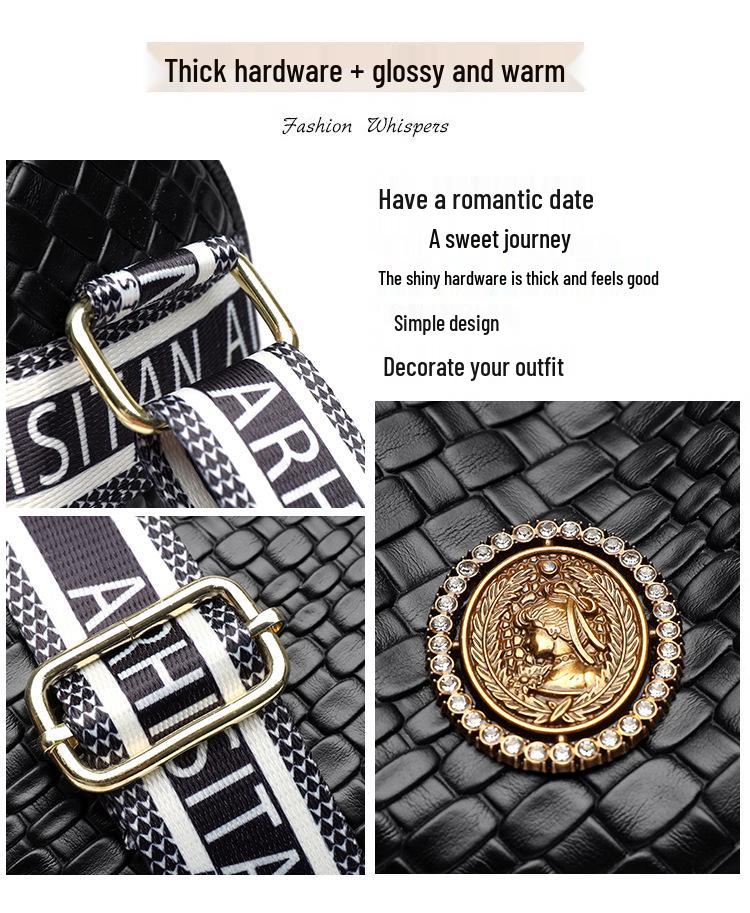 2025 Women's All-Season Soft Leather Cylinder Bag with Stone Pattern, Wide Shoulder Strap & Crossbody Functionality
