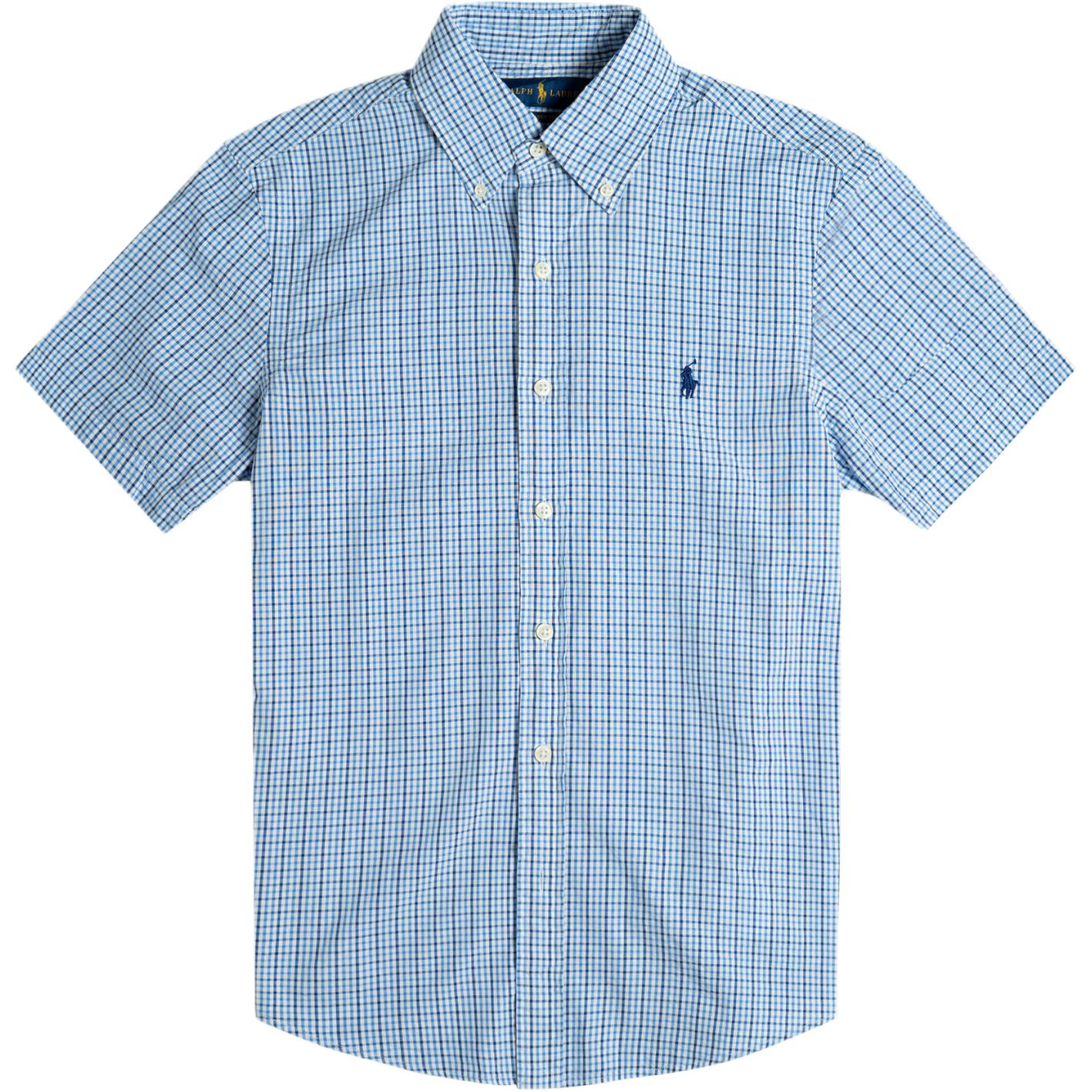 

Polo Ralph Lauren Клетчатая рубашка с вышивкой логотипа пони с коротким рукавом Мужские рубашки 710796727-005 XS