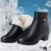 Ghete de gleznă din piele naturală pentru femei Ghete de zăpadă anti-alunecare din lână pentru femei Ghete cu toc gros pentru femei Pantofi cu toc înalt pentru doamne Mărimi mari 35-43