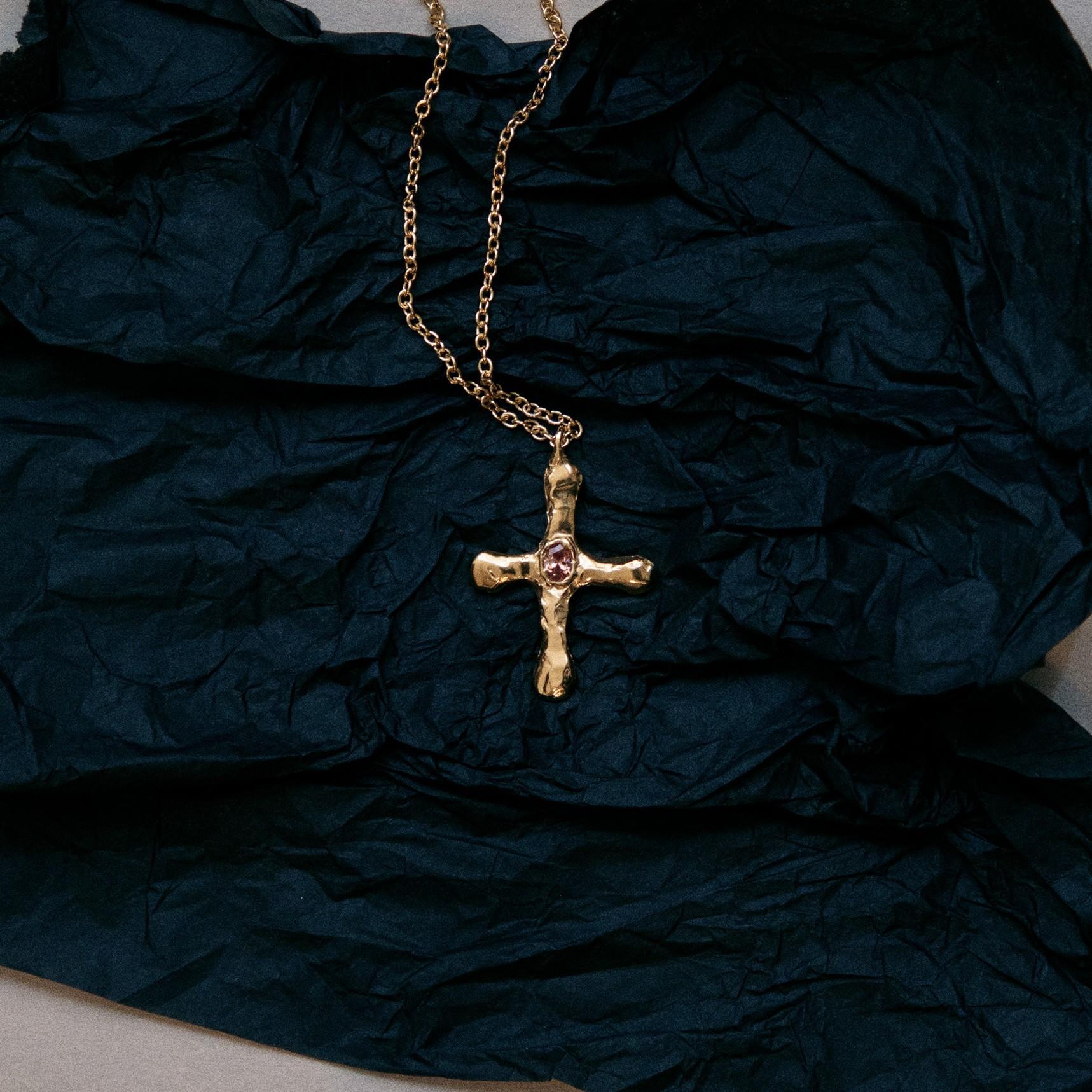 Vintage Textured Cross Necklace Personalized Necklace Cross Necklace Electroplated Stainless Steel