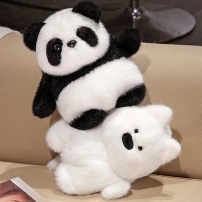 35 cm Wende-Plüschpuppe, lustige Panda-Transformation, Flip, West Highland, gefüllt, weich, süßes Spielzeug, Tier, umdrehen, Cartoon-Geschenk