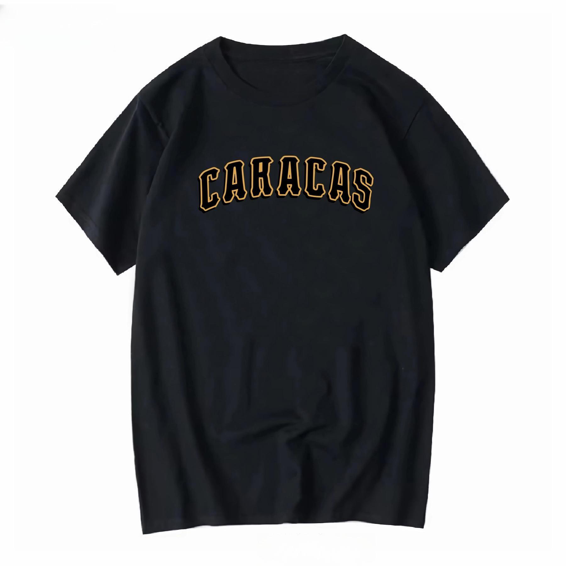 Caracas Letter Graphic Black Cotton T-shirt XL