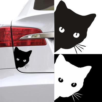 Araba Siyah/Beyaz Kedi Gözetleme Sticker Komik Vinil Çıkartma Araba Tasarım Dekorasyon Aksesuarları Araba Dış Dekoru