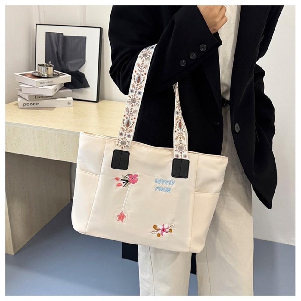 Casual Large Capacity Shoulder Bag Nylon Waterproof Shopping Bag Lightweight Handbag Women