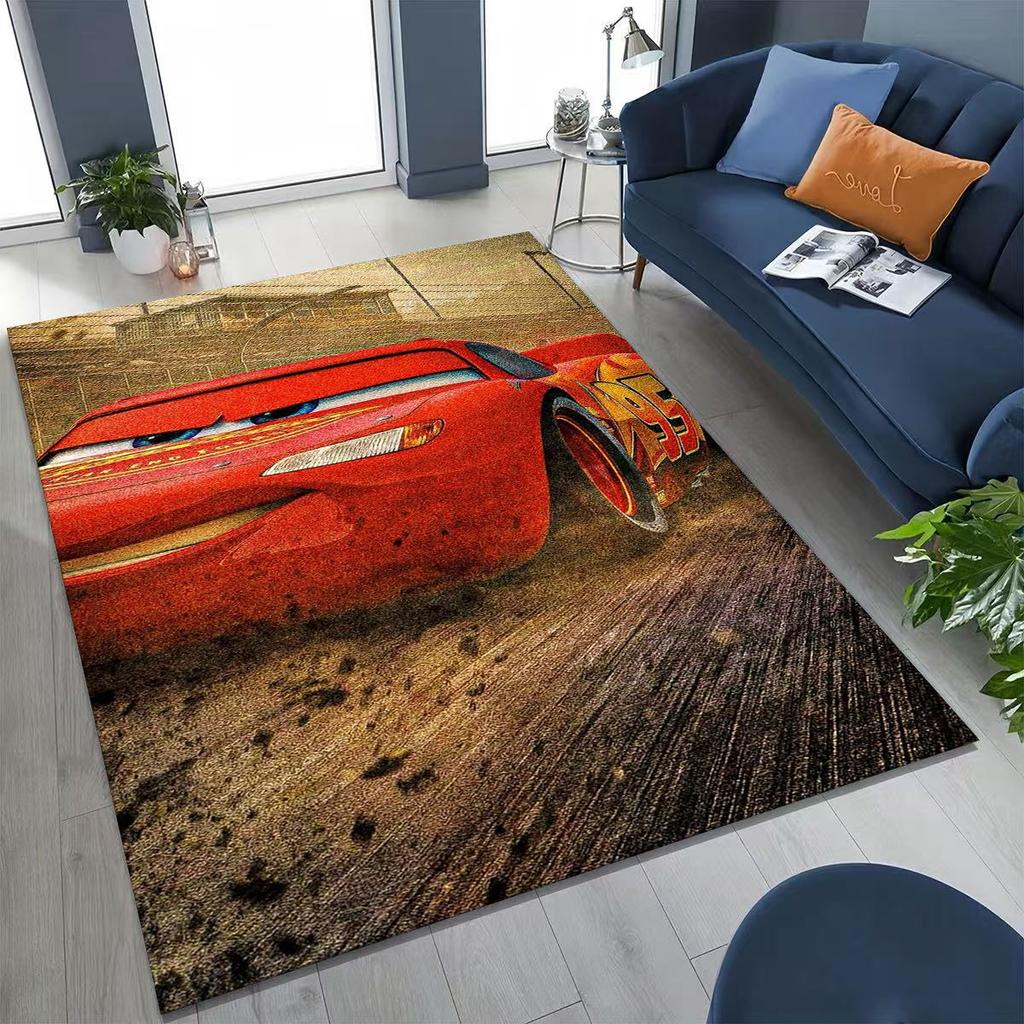3D Lightning McQueen Cars Cartoon Rug for Bedroom Living Room Sofa Home Doormat Decor, Large Kids Play Non-slip Floor Mat Gift