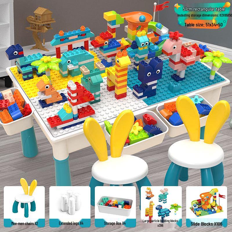 Multifunctional Building Block Table for Early Education – Large Particle Puzzle Toy for Boys and Girls Aged 3-5, Perfect Birthday Gift.