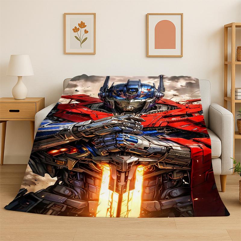 Classic Gundam Cartoon Robot Flannel Blanket Soft Warm Throw Blanket for Bedroom Living Room Bed Travel Camping Picnic Kids