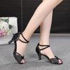 Women's Latin Dance Shoes Satin Dancing Shoes Salsa Party Ballroom Dancing Shoes High Heeled 7cm