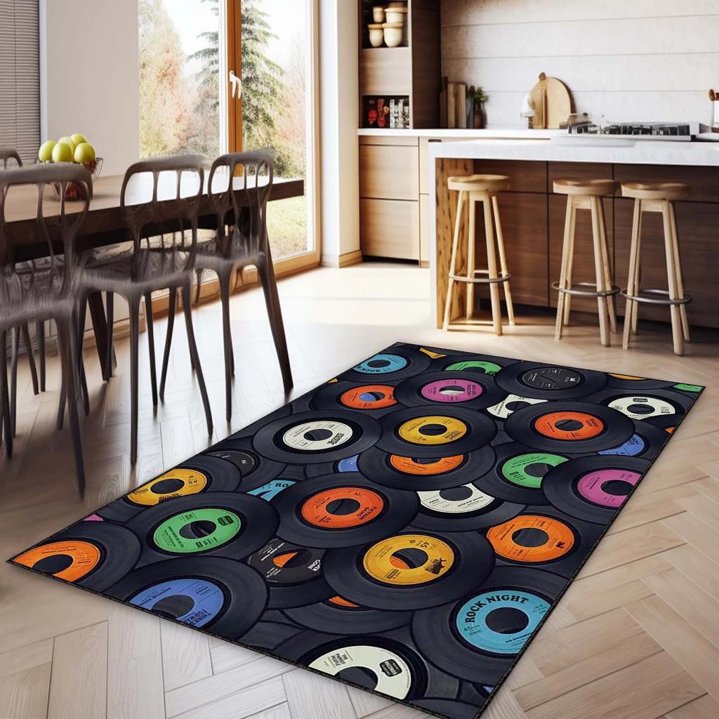 Neon Cassette Tape Rug 90s Music Room Decor Rug Old School Boom Box 80s 90s Decor CD Player Rug Funny Rug Round Runner Rugs