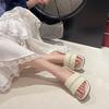 Platform Heightened Sandals and Slippers New Summer Explosive Wear Rhinestone Ultra-soft High-end Slip-on Beach Slippers