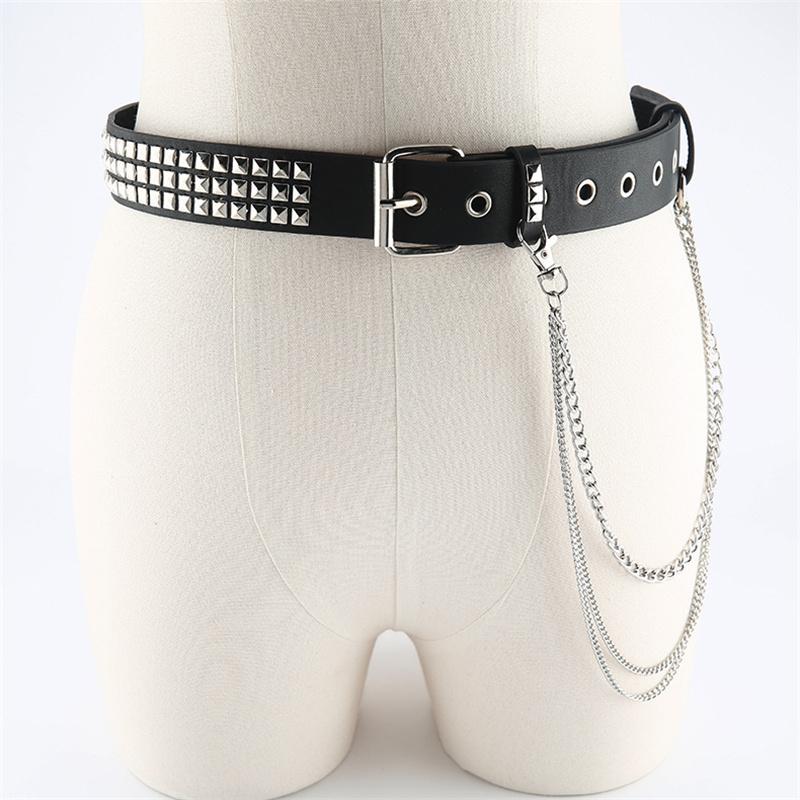 2026 Rivet Studded Punk Hip Hop Belt Women Goth Vintage PU Leather Waist Chain Fashion Belts