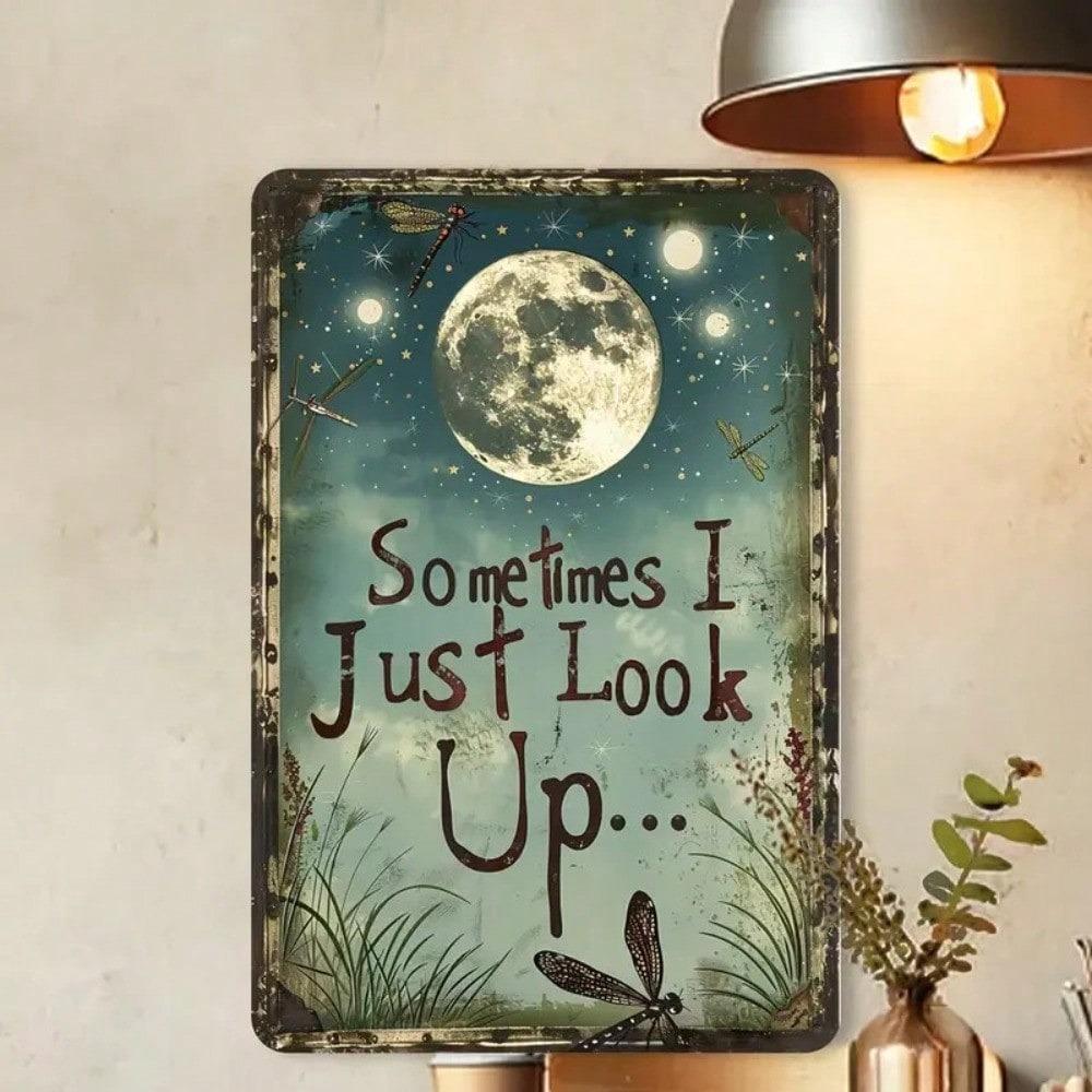Vintage 8x12 Inch Metal Wall Art Green Retro Patio Sign with Inspirational Quote Weather Resistant Outdoor Garden Decor