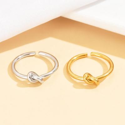 Personalized Stainless Steel Knotted Open Band Ring for Women - Versatile and Simple Jewelry