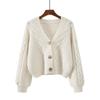 Womens Cable Knit Sweater Coat Autumn Winter Short Cardigan V Neck Top