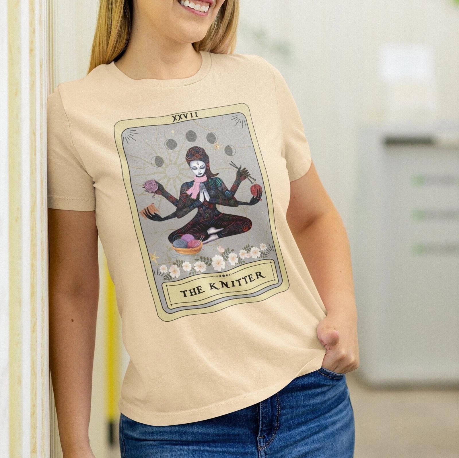 The Knitter Goddess Tarot Card Shirt, Knitting 2XL