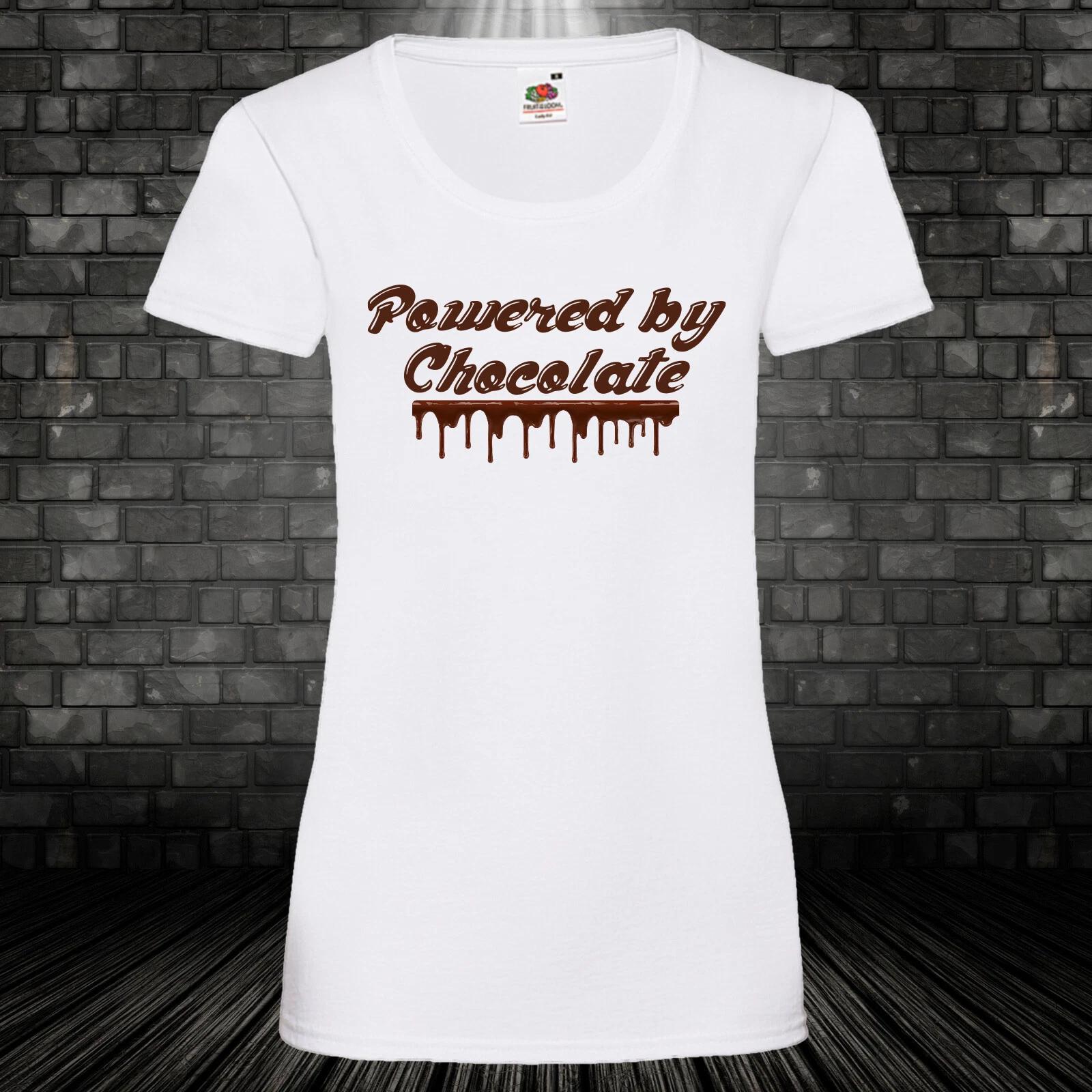 Powered by Chocolate Shirt Womens Chocolate Tee Funny Cute Sweet XS-5XL XXXXL